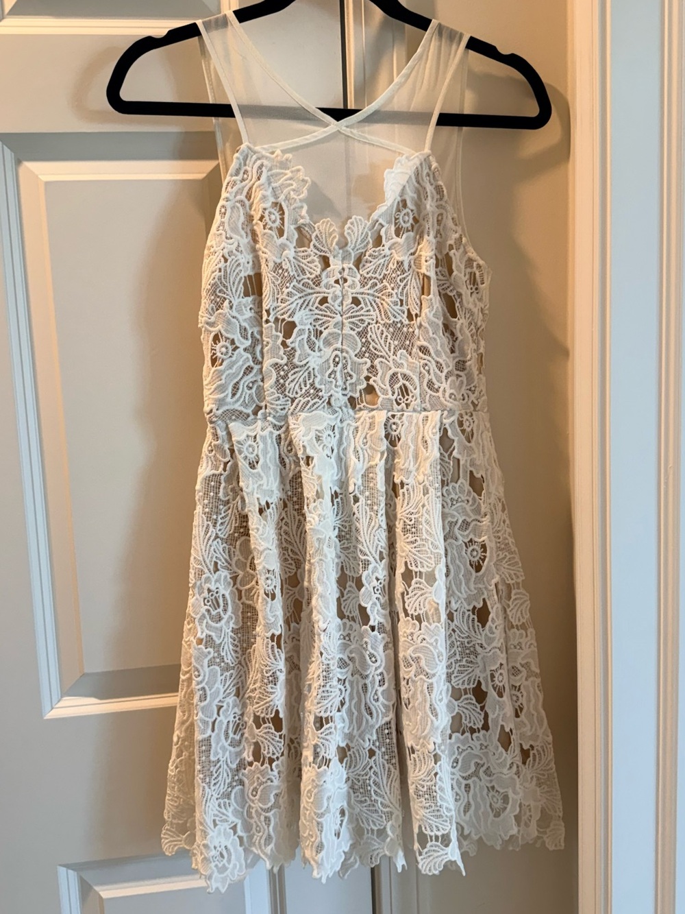 Francesca's Collections White Lace Mini Dress